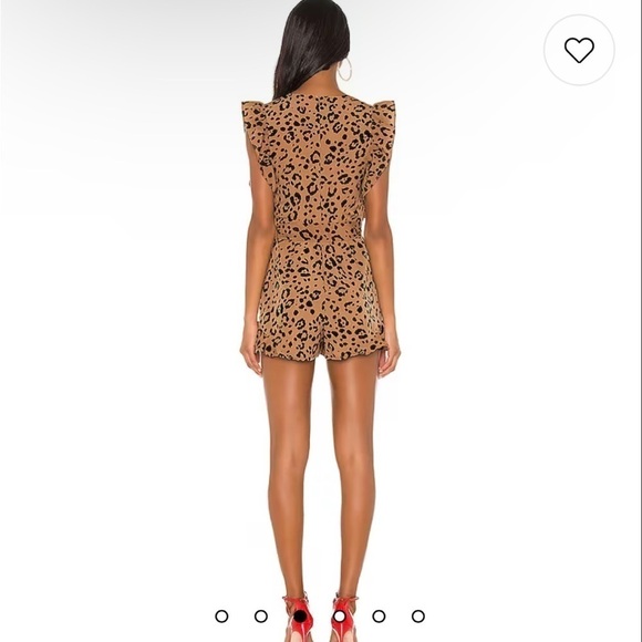 Revolve Lovers + Friends Jill Leopard Print Ruffle Romper in Tan - Picture 3 of 15